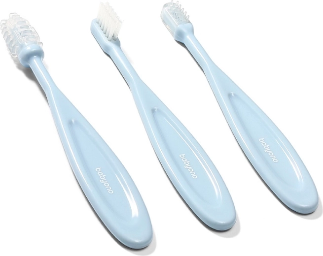 Babyono set kinder tandenborsteltjes 3 stuks turquoise