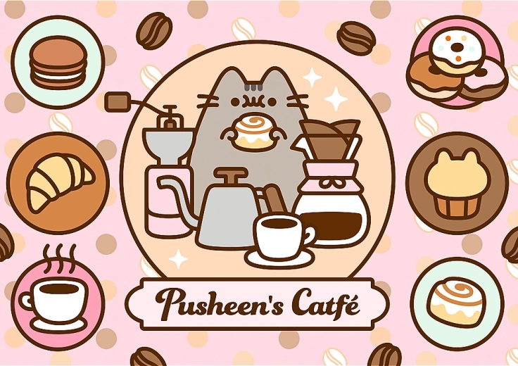 Puzzel 500 stukjes – PUSHEEN in het café Trefl