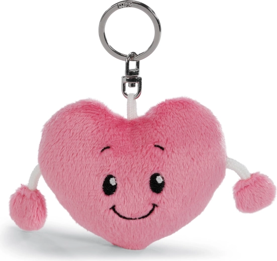 Pluchen hartvormige sleutelhanger roze NICI 8 cm