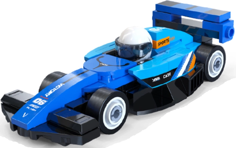 Gedetailleerde blauwe racewagen om tentoon te stellen