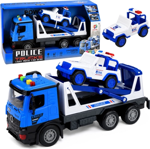 Politie-takelwagen met politieauto – licht en geluid