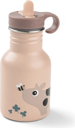 Done by Deer roestvrijstalen kinderfles Tiny farm roze 350 ml