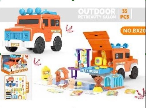 Terreinwagen-groomer met puppy’s