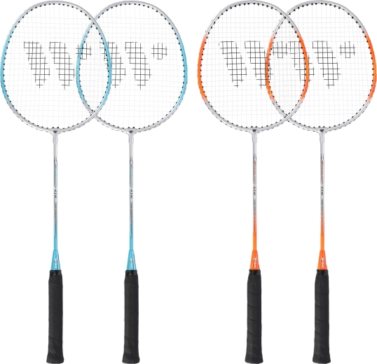 Set badmintonrackets Wish Steeltec voor recreatief spel (4 rackets, 3 shuttles, hoes)