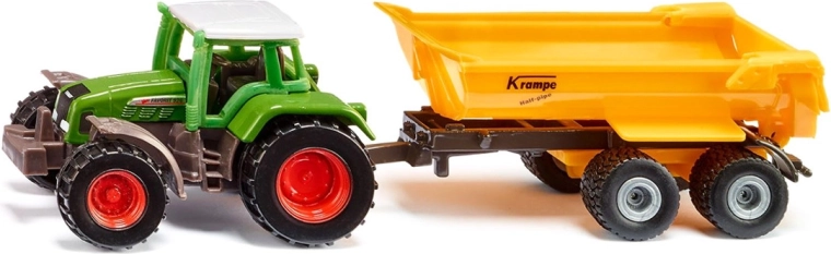Siku tractor Fendt met kippende Krampe-aanhanger