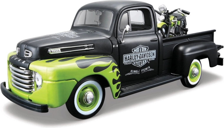 Maisto Harley-Davidson custom 1948 Ford F-1 pick-up met motorfiets 1948 FL Panhead 1:24