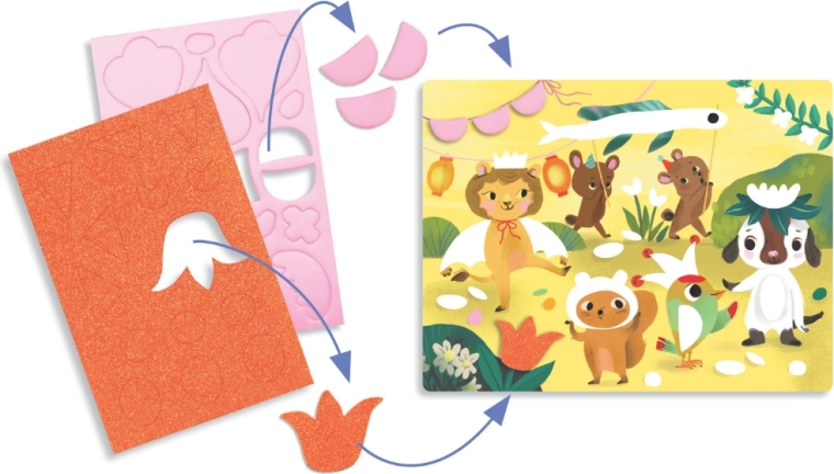 Voorgeponste vormen voor eenvoudig plakken