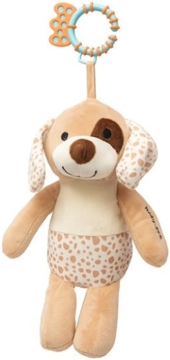 Baby Mix pluchen speeltje met clip, bruin hondje