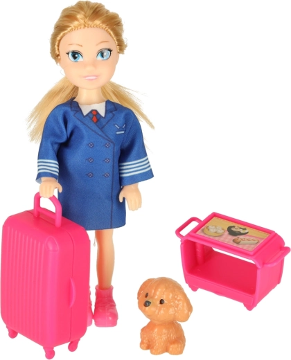 Stewardess, koffer en hondje inbegrepen