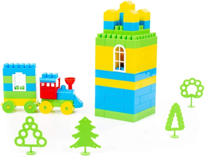 Hoge torens en een treintje voor een fantasiewereld