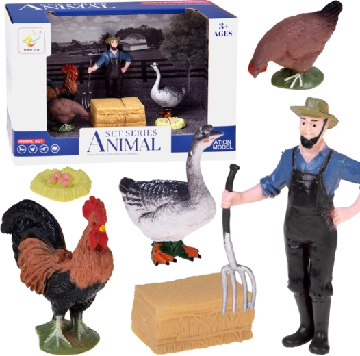 Set boerderijfiguren met boer en boerderijdieren