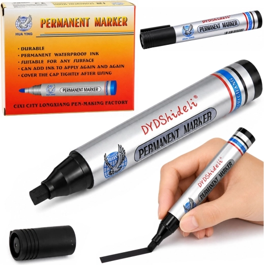 Waterdichte permanente marker zwart met ronde punt 13,5 cm - 1 stuk