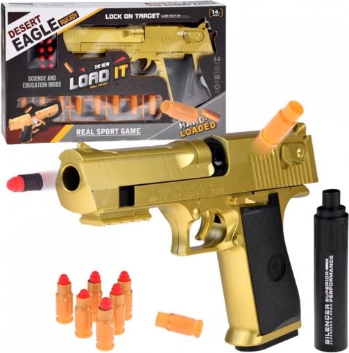 Speelgoed gouden Desert Eagle met geluiddemper