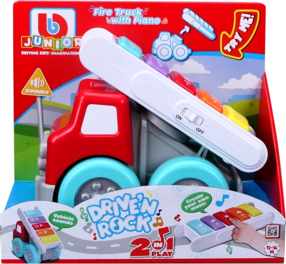 BB Junior brandweerauto met piano 2-in-1