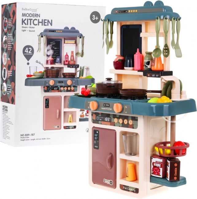 Moderne kinderkeuken met stromend water en 42 accessoires