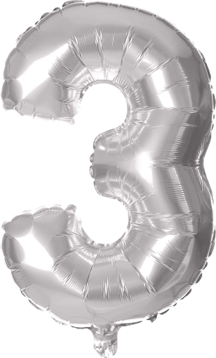 Folieballon cijfer 3 30 cm zilver TORO
