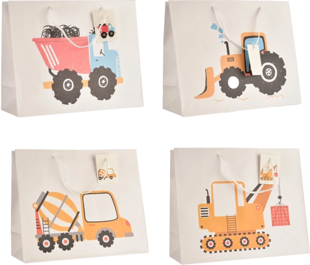 Cadeautas Werkvoertuigen 26 × 10 × 32 cm (mix van 4 designs)