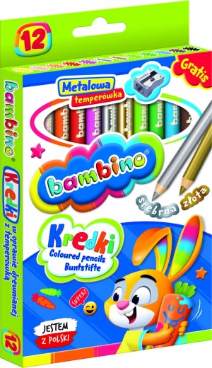 Bambino ronde kleurpotloden 12 kleuren met puntenslijper
