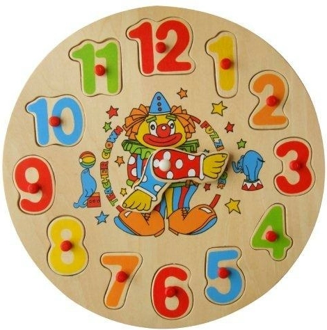 Houten inlegpuzzel - klok clown, konijn