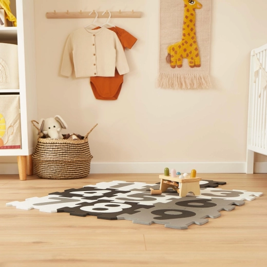 Schuimmat speelmat met cijfers zwart en wit - 10 stuks