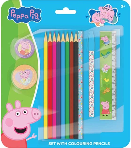 Schrijf- en tekenset Peppa Pig met kleurpotloden