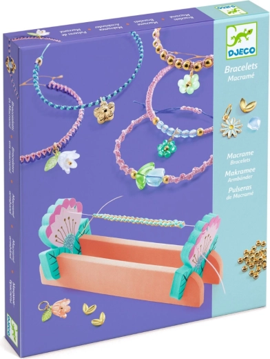 Djeco creatieve set macramé- en kralenarmbanden – blauw