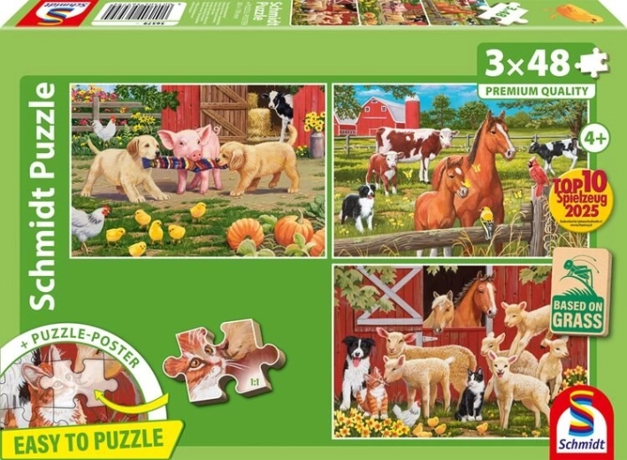 Puzzel dieren op de boerderij 3×48 stukjes