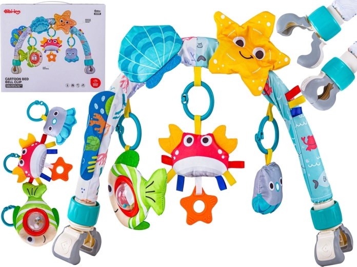 Sensorische boog met zeedieren voor kinderwagen, ledikant en autostoeltje