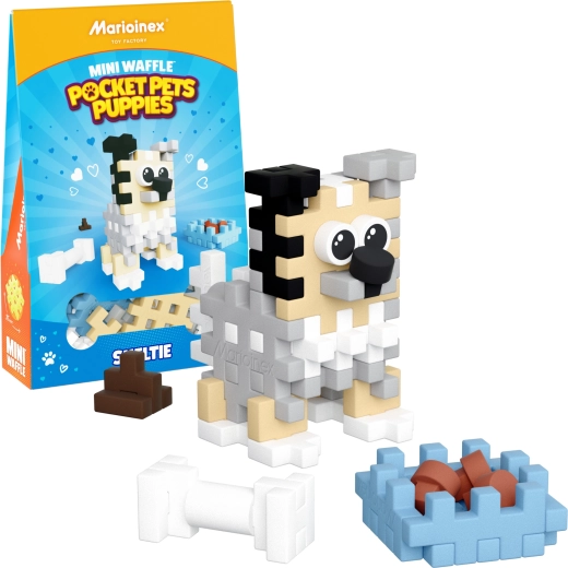 Bouwset Mini Waffle Pocket Pets – Sheltie-puppy van Marioinex
