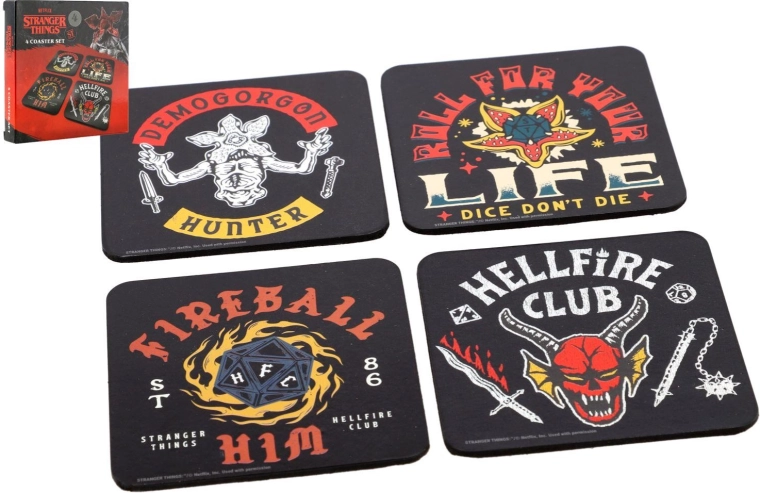 Set van 4 kurken onderzetters Stranger Things 4 Hellfire Club
