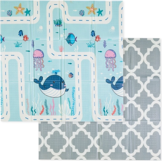 Opvouwbare speelmat Petite&Mars Campy L 130 × 200 cm animals & hexagon