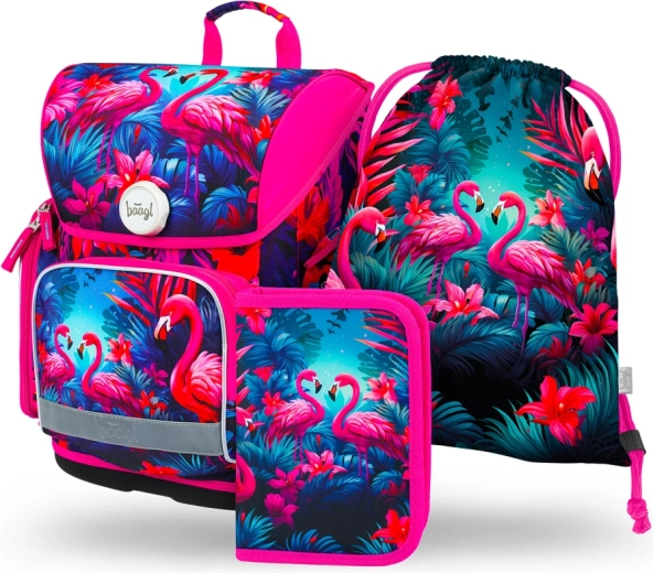 BAAGL Ergo Flamingo schoolset – schooltas, etui en zak