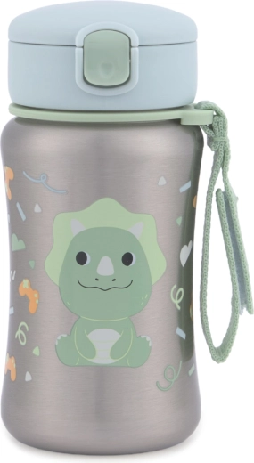 Skip Hop roestvrijstalen drinkfles met rietje Besties Squad Dino 350 ml