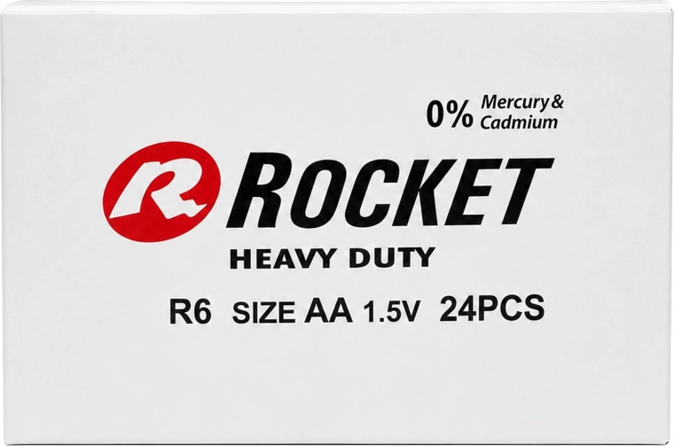 Rocket AA (R6) 1,5 V zink-koolstofbatterijen – verpakking 24 stuks (6×4)