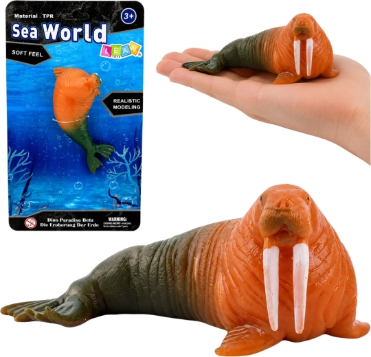 Rubberen realistische walrusfiguur 13 cm