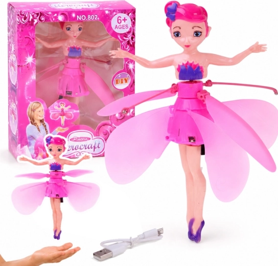 Vliegende fee – interactieve pop met handsensor en licht 19 cm - 1 stuk