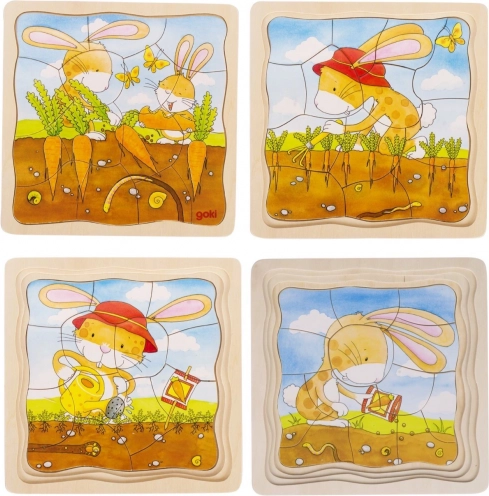 houten gelaagde puzzel groentebed – ontwikkeling van de wortel (goki)