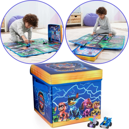 Een mat die verandert in een opbergdoos