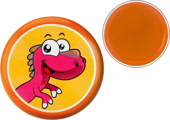 Oranje vliegende schotel met dinosaurus 20 cm