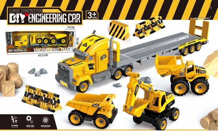 Vrachtwagen – takelwagen met bouwvoertuigen