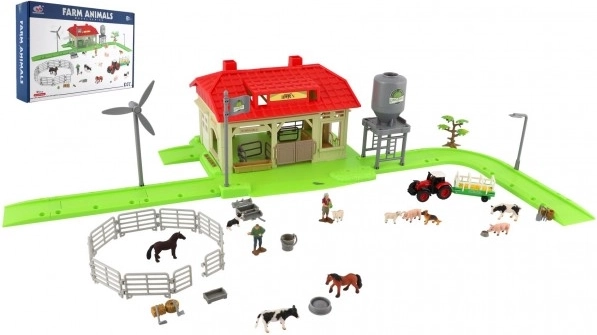 Set van boerderij thuis met dieren en tractor