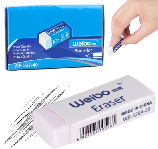 Witte school- en kantoor gum WEIBO 3,5 cm