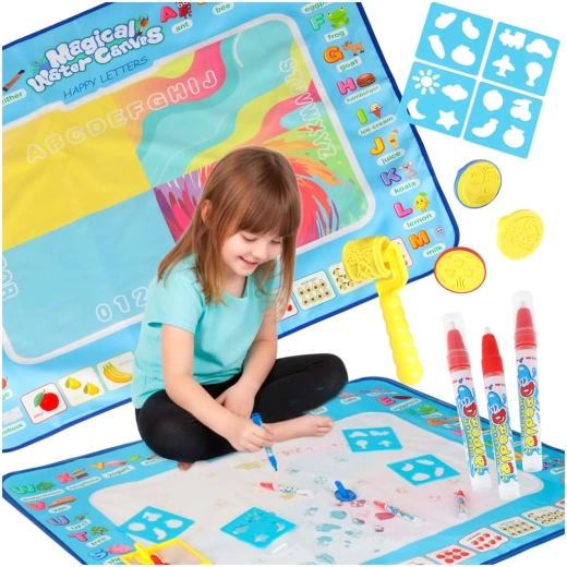 Watertekenmat 100 × 80 cm met alfabet en accessoireset
