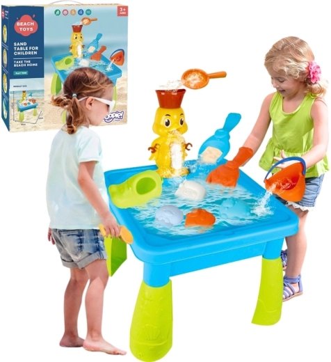 Woopie water- en zandtafel 2-in-1 met eendje en waterval, 9 accessoires