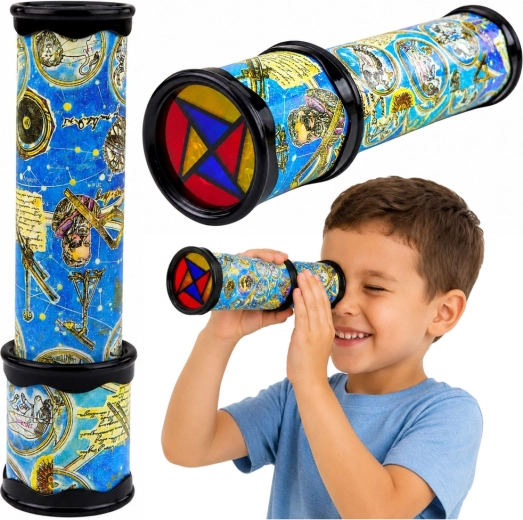 Kinder draaibare caleidoscoop met kleurrijke patronen blauw 21 × 5,5 cm - 1 stuk