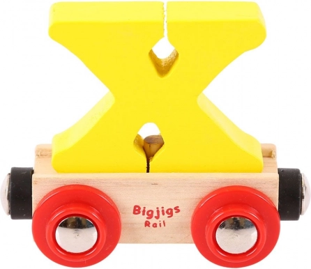 Houten wagon met letter X - Bigjigs Rail