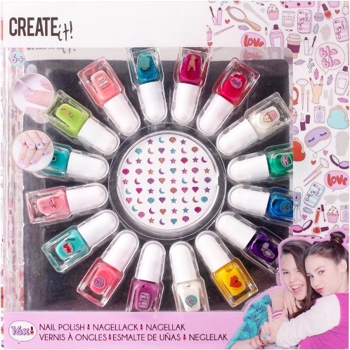 Create It! nagellak – set van 16 kleuren met versieringen