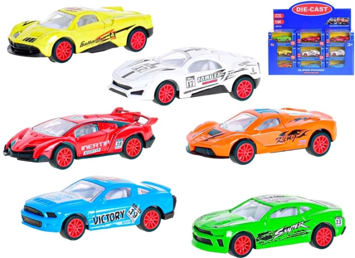 Metalen sportautootje 1:64 met terugtrekmechanisme