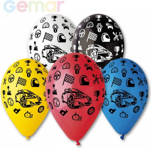 Gemar pastel latex ballon met auto-opdruk - 1 stuk