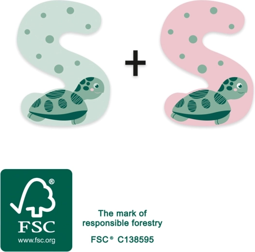 small foot houten letter S met schildpad - 1 stuk